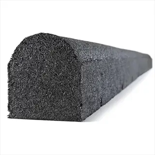 furniture corner protectors: long rubber extrusion with semi-circular profile for edge impact protection on tables and countertops