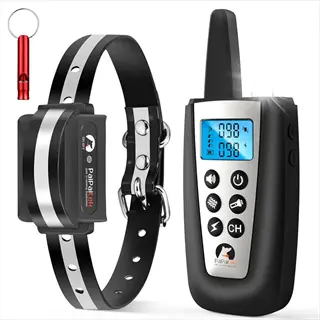 paipaltek combination bark collar training system with remote control, lcd display, and whistle - electronic hybrid bark control device