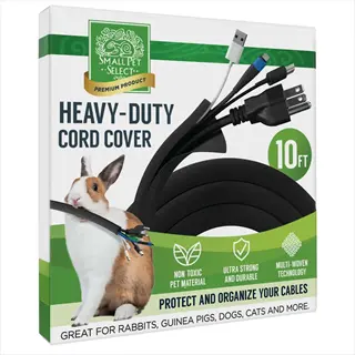 small pet select 10ft heavy-duty cord cover with rabbit chewing cable - pet cord protectors for rabbits, guinea pigs, dogs, cats to prevent electrical hazards