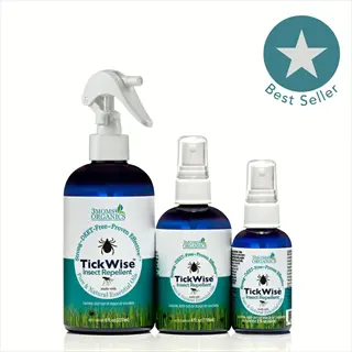 three tickwise deet-free insect repellent bottles (large, medium, small) - 'best seller' - pet deterrent spray alternative to traditional bitter deterrents