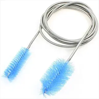 two blue aquarium tubing brush cleaners with flexible metal spring handles for cleaning fish tank hoses and filters